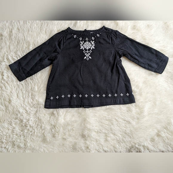 Carter's Other - Carter's Baby blouse girl long-sleeved black with white embroidery 6 m